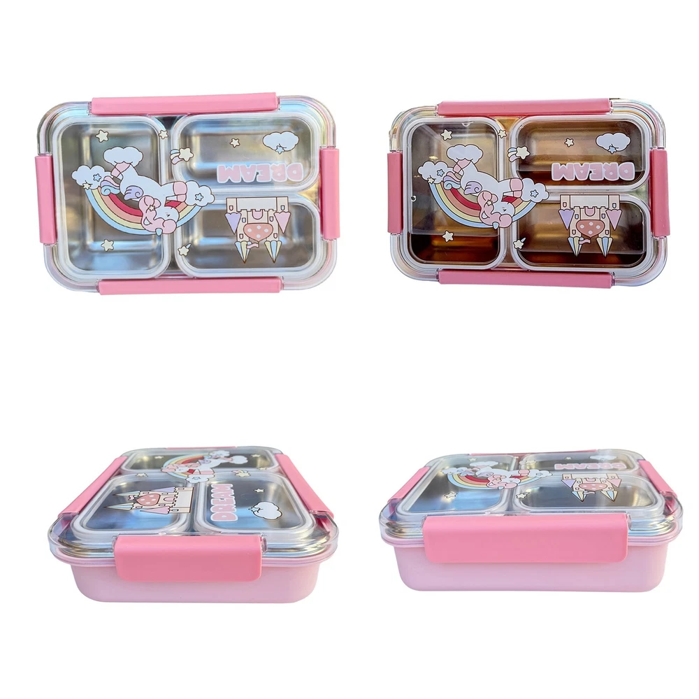Cartoon Lunch Box Bento Box Sealed Stainless Steel Bento Box with Compartments