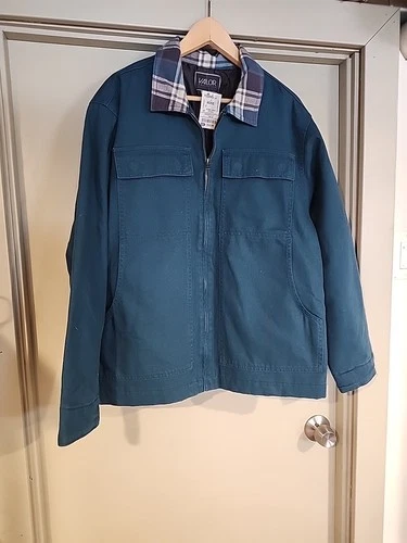 Valor Mens Utility Jacket Size Medium Calvary Twill Coat Flannel Collar Green - product listing photo