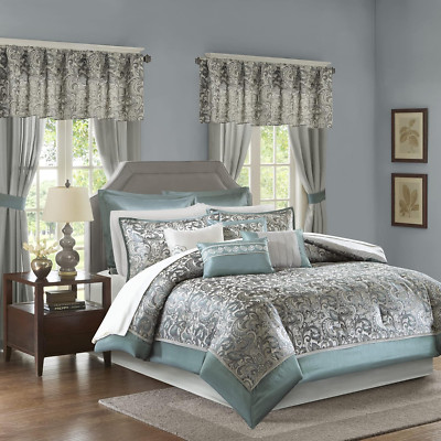 Essentials Brystol 24 Piece Room in a Bag Faux Silk Comforter Jacquard Paisley D