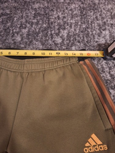 Adidas Boys Sz Large Army Green/Yellow Striped Heavy Weight Track Sweat Pants - Picture 3 of 8