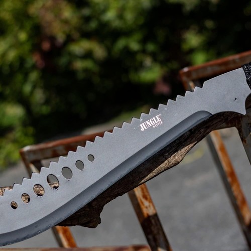 Black Stainless Steel 21-Inch Machete with Secure Grip & Versatile Sheath - Picture 4 of 7