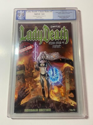 LADY DEATH CHAOS RULES #1 PREVIEW 9.9 PGX Emerald VARIANT Signed Pulido Ltd to75