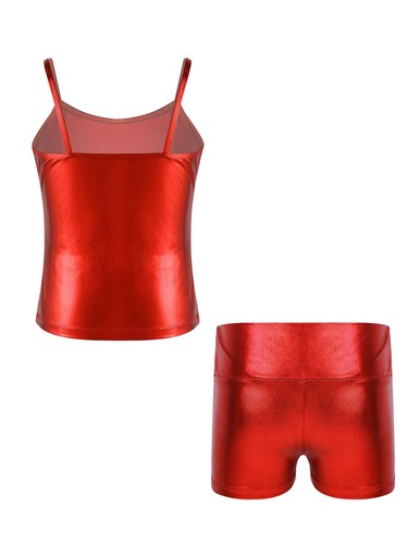 Kids Girls Tank Top With Short Pants 2Pcs Sports Suit Fitness Dance Outfit Yoga - Picture 4 of 69