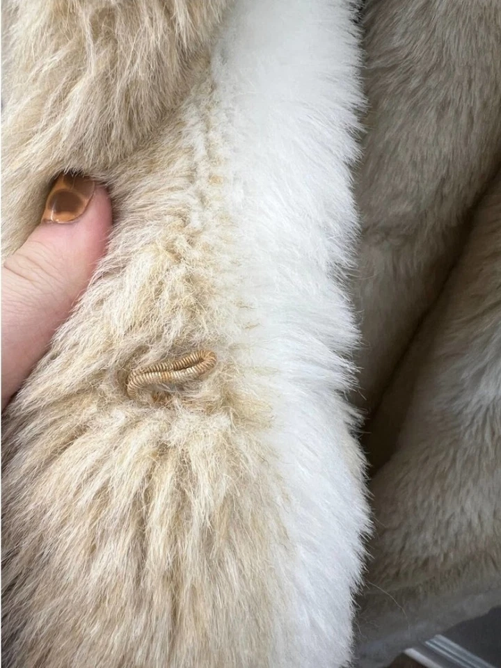 Abrigo de piel sintética Monterey Fashions para mujer talla 16 crema largo completo vintage  Foto 4 de 4