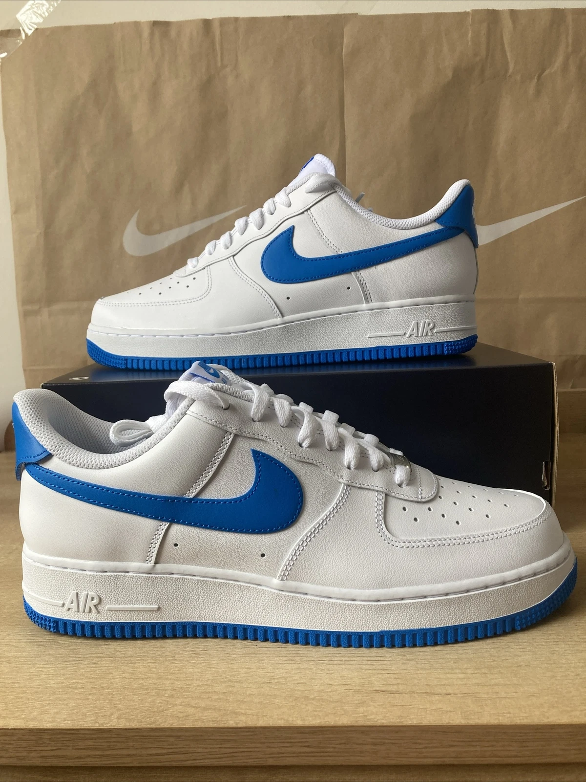 Nike Air Force 1 ‘07 Flyease Mens Size UK 10.5 EUR 45.5 White/Blue FD1146-101