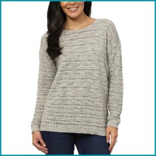 Leo Nicole Women's Pointelle Sweater, Opus Grey, Medium