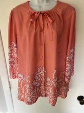 Bob Mackie Blouse Women’s Size XL Tunic Wearable Art Floral Print Top