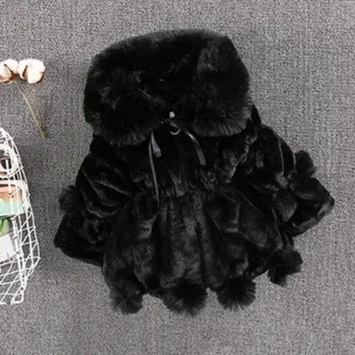 Baby Girls Warm Winter Coats Faux Fur Fashion Kids Hooded Jacket Coat for Girl - Picture 9 of 27