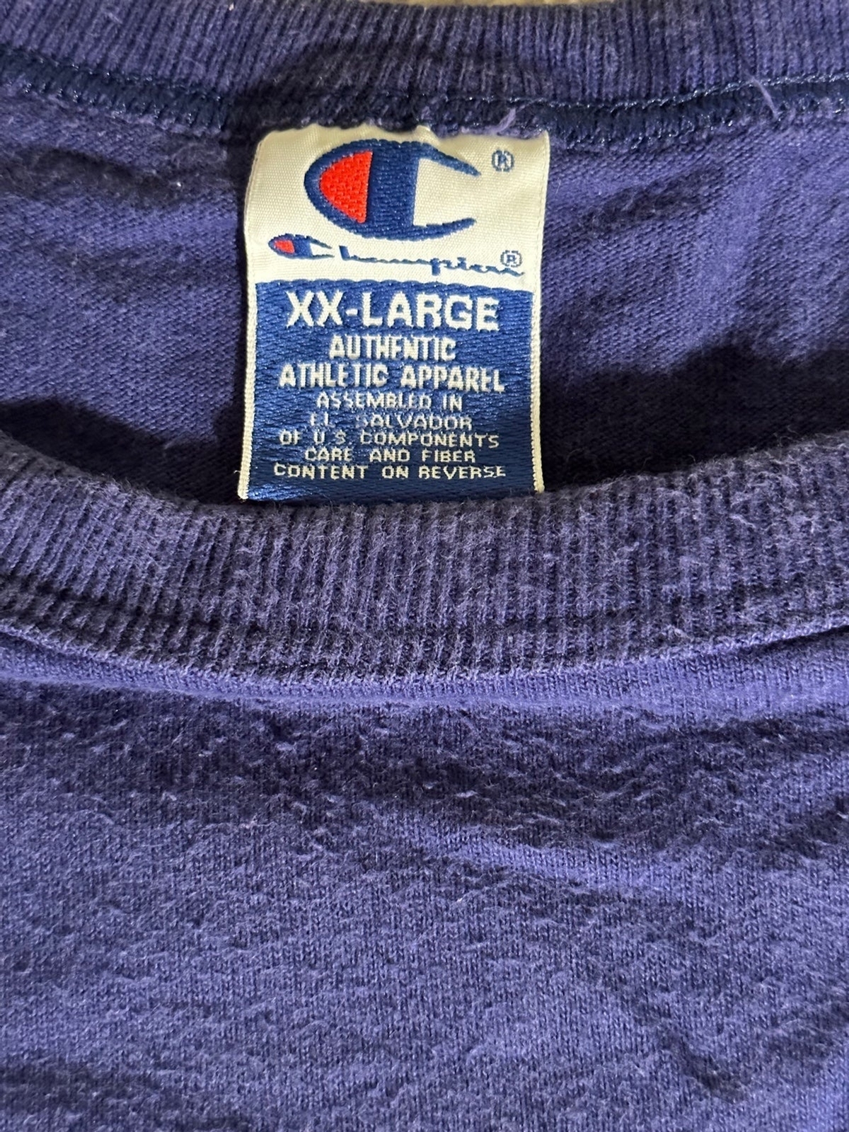 Vintage 90s Basic Blue Champion Script Logo T Shi… - image 4