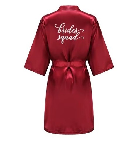 Red Wedding Robe Bridesmaid Bridal Party Gift Kimono Satin Robe - Imagen 9 de 22