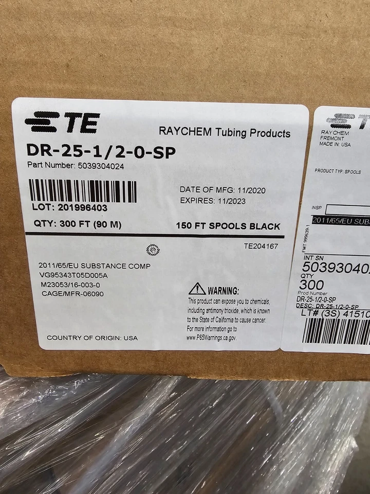  Tubo termorretráctil TE Connectivity Raychem pared única DR 25 tiene 40 rollos  Foto 2 de 2