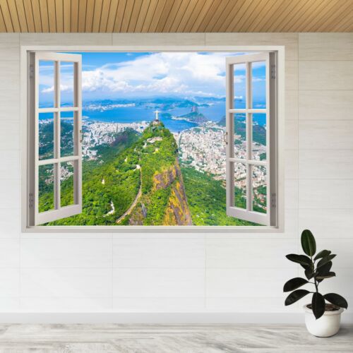 Rio de Janeiro Brazil Mountain 3d Window View Wall Sticker Poster Decal A335 - Afbeelding 1 van 2