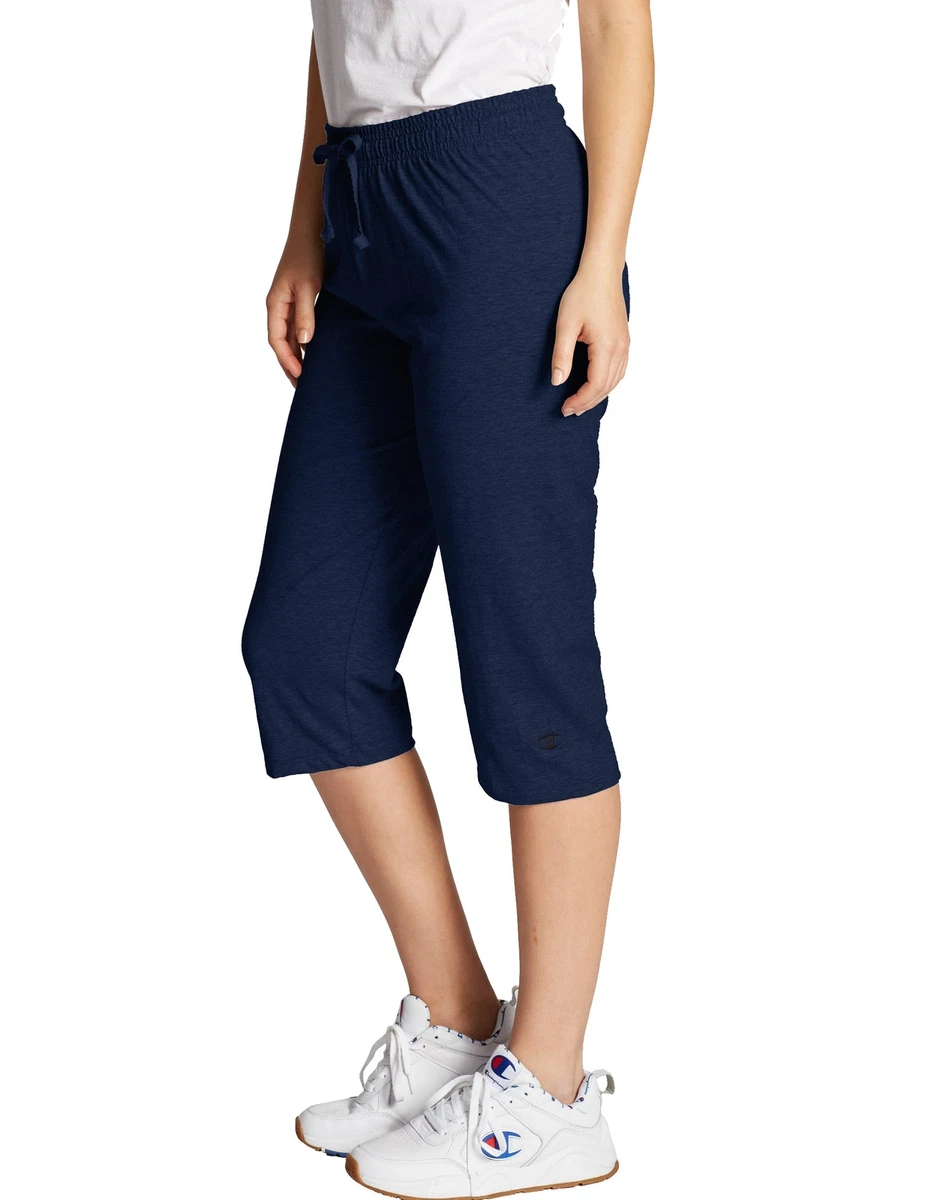 Champion Women Jersey Capri Authentic Adjustable Waist Workout Pants Comfort NWT