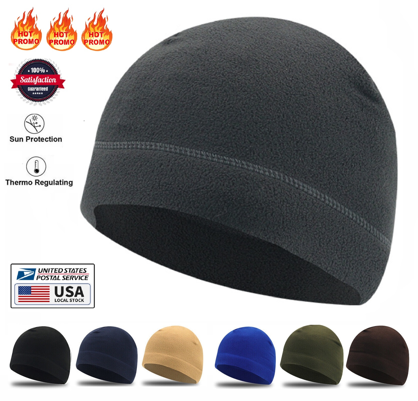 Winter Warm Watch Cap Polar Fleece Beanie Hat Thick Windproof Outdoor