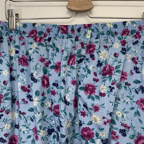 Vintage Floral Midi Skirt 14 Blue Pull On Pockets Pleats Cottagecore Y2K Coastal - Picture 7 of 12