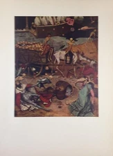 1954 Vintage Full Color Art Plate "DETAIL o/t TRIUMPH OF DEATH" #2 Bruegel Litho