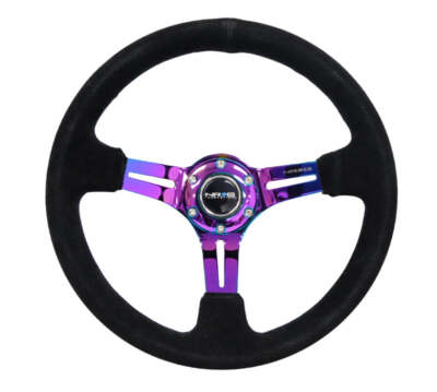 NRG ステアリングホイール パープル NRG Reinforced Steering Wheel (350mm / 3in. Deep) Blk Suede/Blk