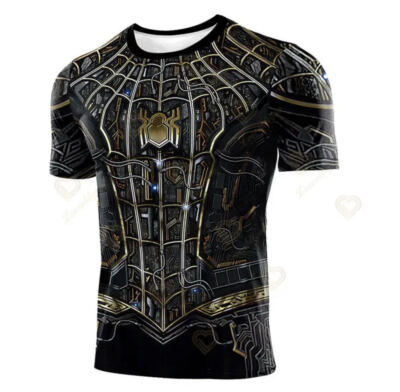 Men's T-shirts Spider Superhero Compression Tights Short Sleeve Tops Tee Gym