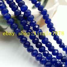 Natural 4x6mm Blue Jade Faceted Rondelle Gemstone Loose Beads 15" AAA