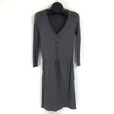 J. Crew Drawstring Henley Dress Women's Size Small Gray Buttons Stretch Rayon