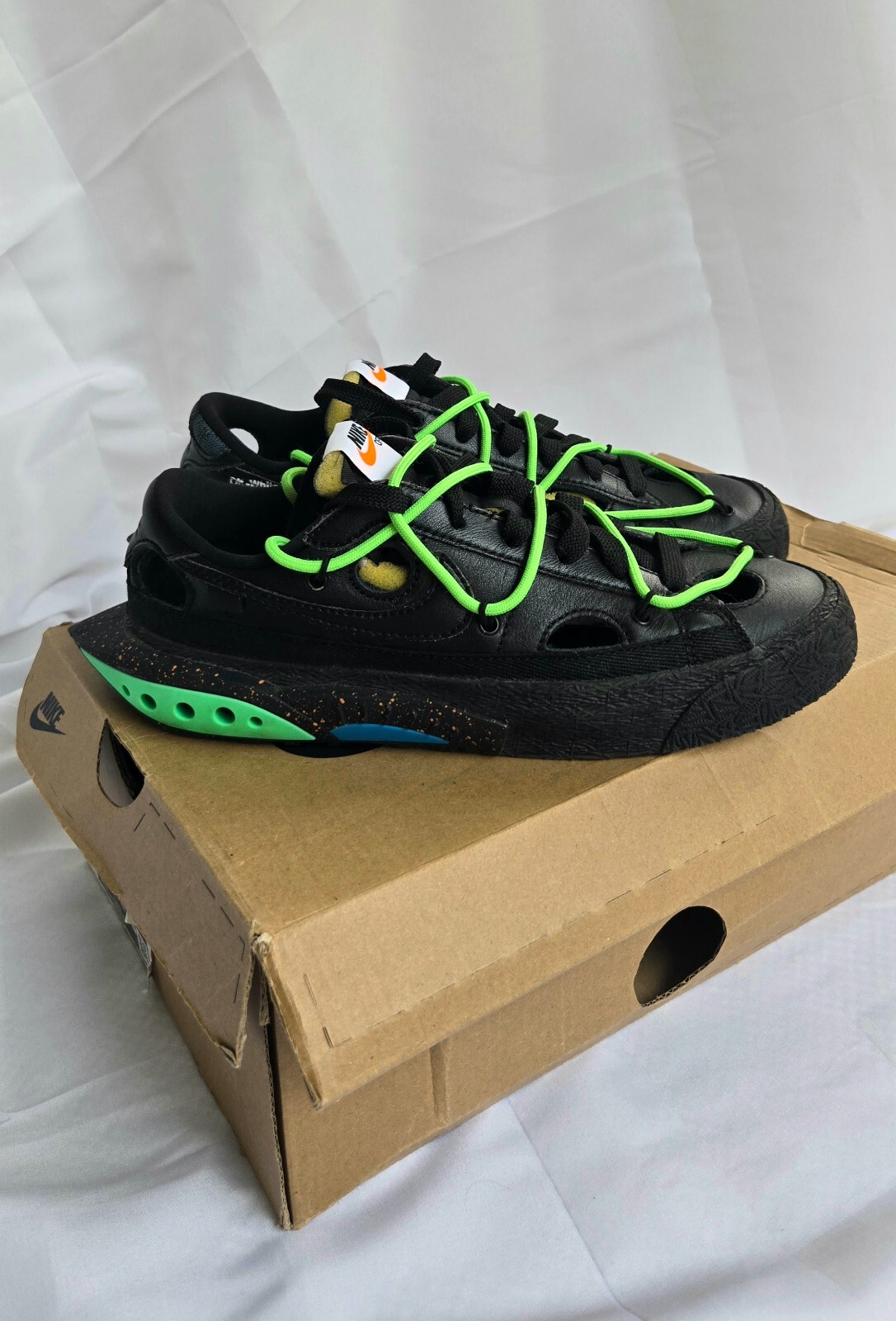 OFF WHITE X NIKE Blazer Nike x Off White basso nero verde Volt donna 6 5 raro collab con scatola