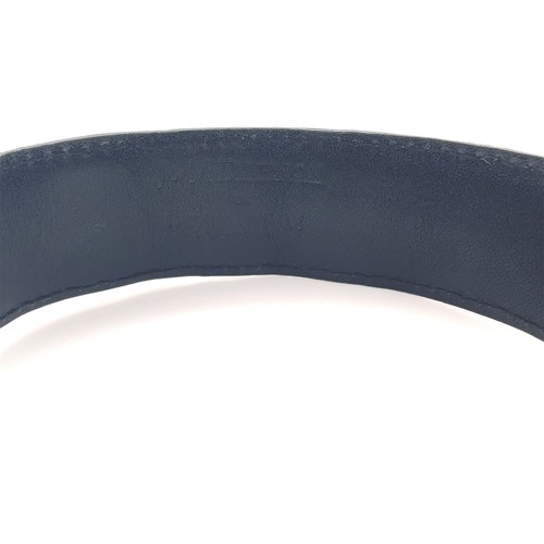 J&M Davidson Black Shiny Mens Leather Buckle Belt Silver Tone - Picture 7 of 7