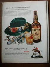1951 VTG Original Magazine Ad Hunter Liquor Bache Brown Knew A Good Thing
