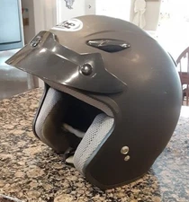 Zamp Motorcycle Helmet Open Face visor Flat Black DOT, Large