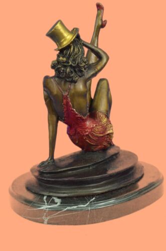 Art Deco Vintage Theater Jazz Sängerin Schauspielerin Tänzerin Bronze Marmor Statue Kunstwerk - Bild 4 von 10