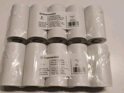 10x Soennecken Thermokassenrollen BPA frei für Registrierkassen 57mm x 9m