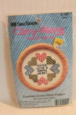 Sew Simple Carry-Along Counted Cross Stitch Picture w/ Frame "Enter Hearts" NEW