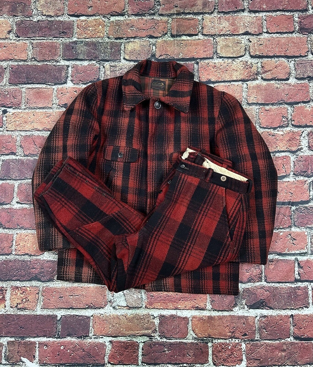 Vintage King O-Wear Two Pc Hunting Suit Buffalo Plaid Jacket Pants 