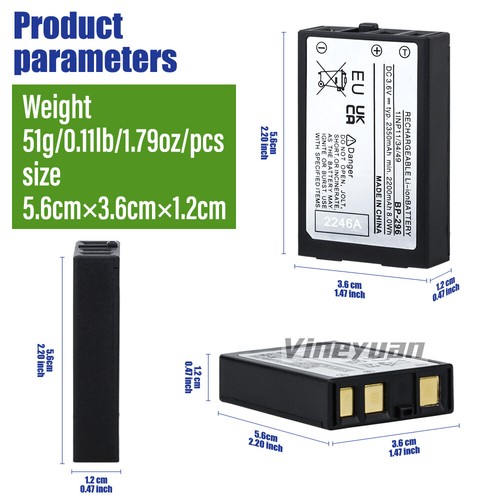 1 szt. Icom BP-296 2350mAh Zamienny akumulator litowo-jonowy do radia ICOM IC-M37E IC-M37E - Zdjęcie 2 z 12