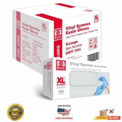 Basic Blue Vinyl Synmax Exam Gloves  S/M/L/XL-SIZE 