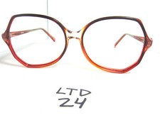 Vintage 80s Round Oversize Sun/Eyeglass Frame Cognac Cranberry Crystal LTD-24 
