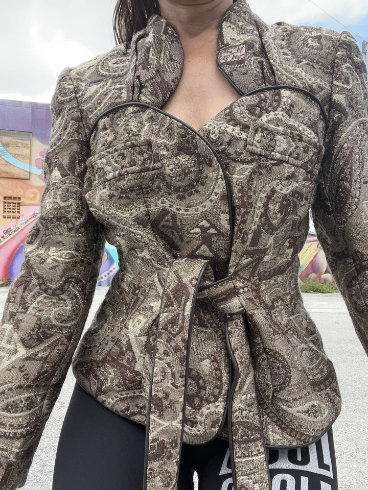 Walter Золотая куртка винтажный классный дизайн Urban Blazer верхний коричневый ретро клуб S/M - Изображение 3 из 4