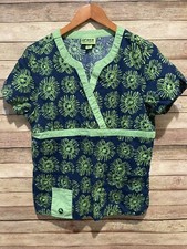 Crocs Medical Apparel Womens Scrub Top Pocket V Neck Green Blue Size: Medium