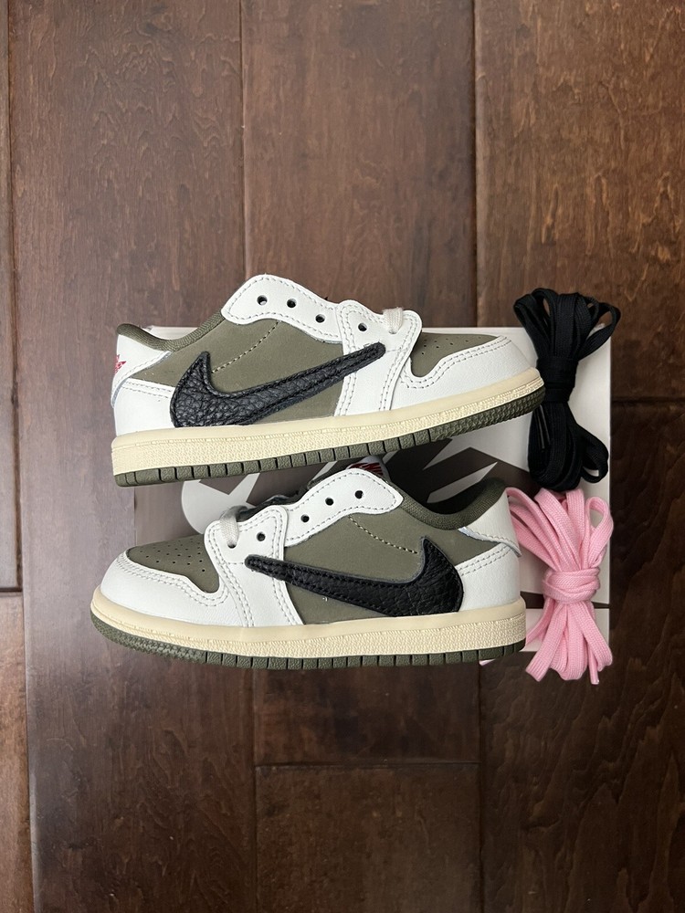 Toddler 8C - Nike Travis Scott Air Jordan 1 Retro Low OG Medium Olive DO5441-200