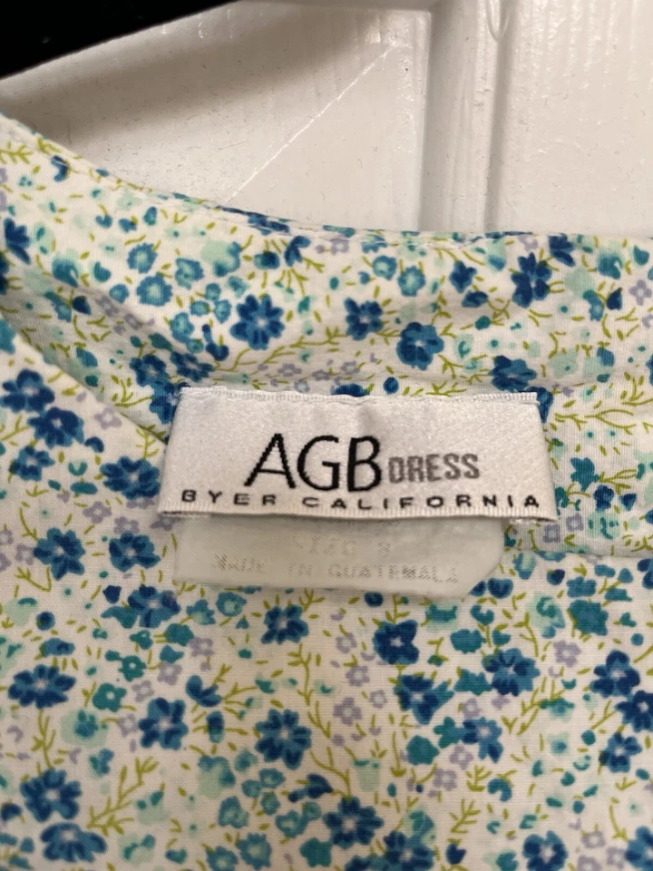 Vestido Vintage AGB Byer California Azul Floral Vaina Vestido  Foto 4 de 4