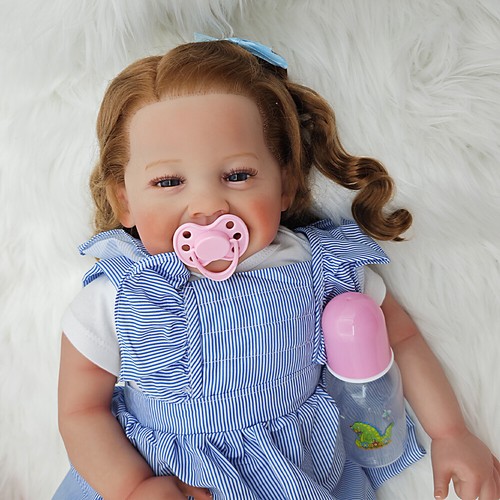 24inch Reborn Baby Doll Smiling Girl Soft Cloth Body Lifelike Toddler Handmade - Picture 9 of 10