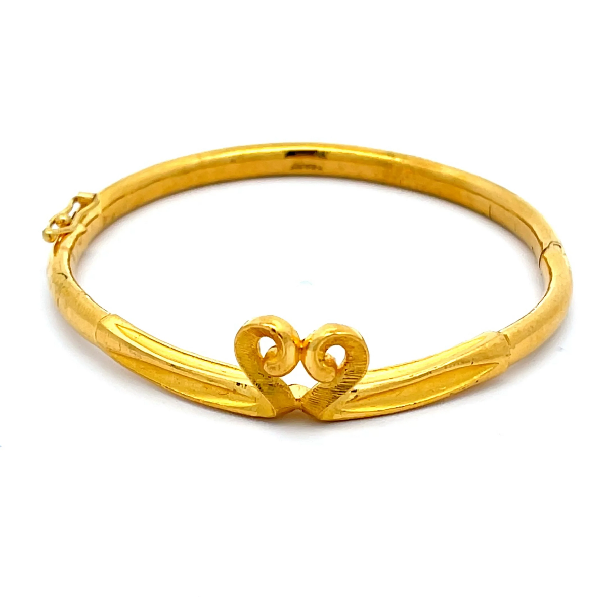24K Solid Yellow Gold Swan Heart Plain Bangle 18.9 Grams | eBay