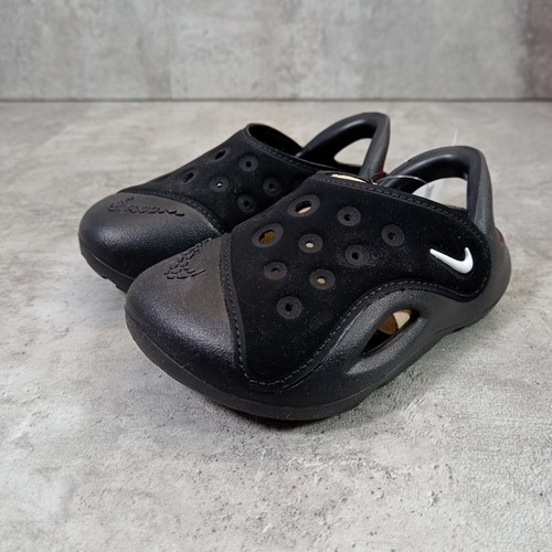 Nike Aqua Swoosh Sandalias Negras Infantes Talla UK 4.5 - 5 C con caja dañada - Imagen 2 de 11