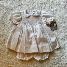 Petit Ami NWT Embroidered Smocked Baby Dress Bloomer Set Deadstock Sz NB