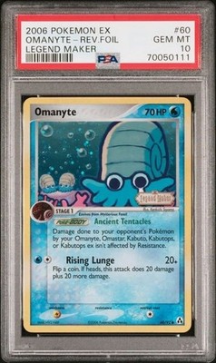 2006 Pokemon Omanyte 60/92 EX Legend Maker Reverse Holo PSA 10