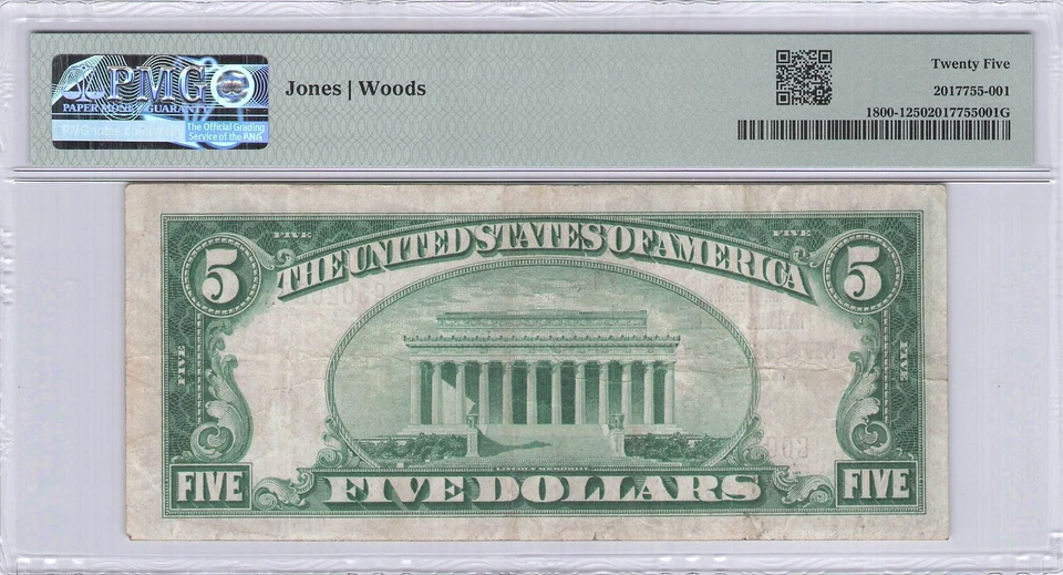 Minnehaha NB of MINNEAPOLIS, MN $5.00 1929 PMG 25 Charter 13096 - Image 2 of 2