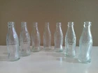7 Vintage Mini Coca Cola Clear Glass Bottles 2 1/2" Very Good