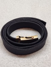 Black Military-Style Web Belt   Solid Brass Buckle   Fits 34  38 Waist
