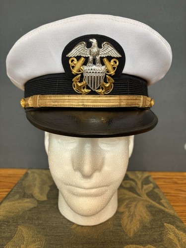Vintage U.S. Navy Officer Dress Hat White Hilborn-Hamburger 7 3/8 CLEAN!