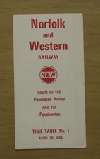 N&W NORFOLK & WESTERN Public Timetable: 4/26/64 System