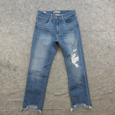 Levi's 724 Jeans Women s W30 Medium Wash High Rise Straight Distressed Stretch